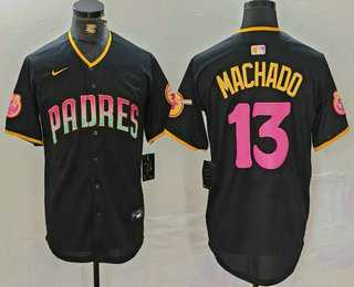 Mens San Diego Padres #13 Manny Machado Black 20th Anniversary Cool Base Stitched Jersey->san diego padres->MLB Jersey